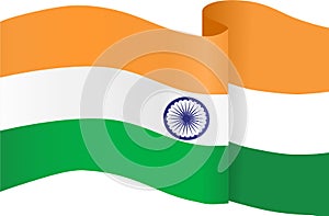 Waving India flag isolated  on png or transparent background,Symbol of India,template for banner,card,advertising ,promote,and