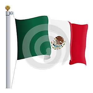 Waving Mexico Flag Isolated On A White Background. Vector Illustration. photo