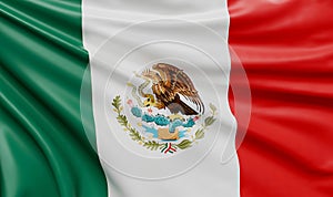 Waving Mexico Flag Satin Fabric - 3D Illustration