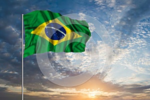 Waving National flag of Brazil