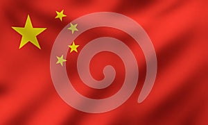 Waving National Flag of People\'s Republic of China, also known as the Five-star Red Flag