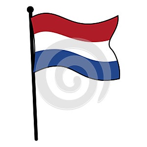 Minimalistic Netherlands Flag on Flagpole, Vector Graphic Isolated on White photo