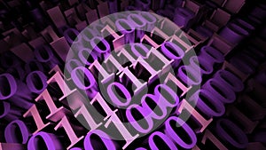 Waving number ones and zeros. Design. Binary code, concept of computer language.