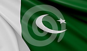 Waving Pakistan Flag Satin Fabric - 3D Illustration