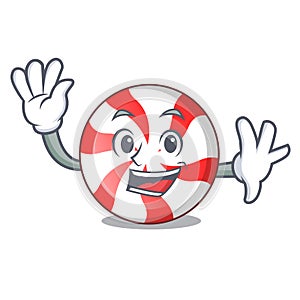 Waving peppermint candy character cartoon