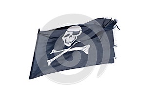 Waving pirate flag jolly roger isolated on white