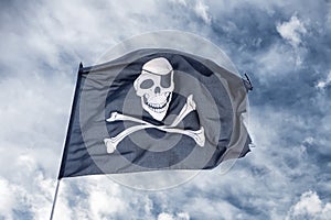 Waving pirate flag jolly roger