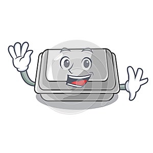 Waving plastic box in the mascot shape