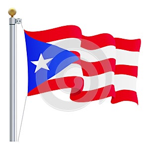 Waving Puerto Rico Flag Isolated On A White Background. Vector Illustration.