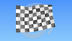 Waving racing chequered flag, finish concept, loop, blue background. 4K, ProRes