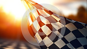 Waving Racing finish flag with checkered pattern texture in slow motion Generate AI