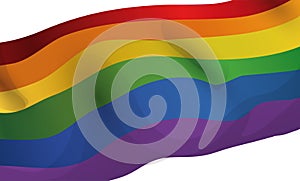 Waving rainbow flag in gradient effect on white background, Vector illustration