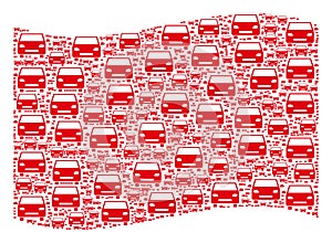Waving Red Flag Mosaic of Car Items