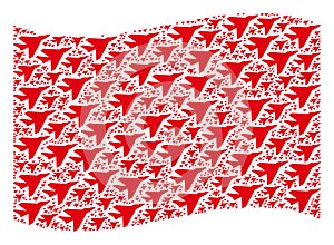 Waving Red Flag Pattern of Airplane Intercepter Icons