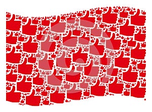 Waving Red Flag Pattern of Thumb Up Icons