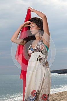 Waving with a red scarf