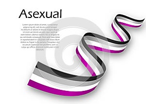 Waving ribbon or banner with Asexual pride flag