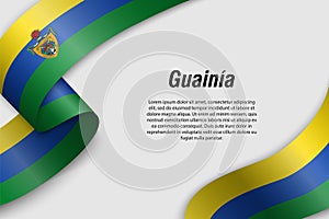 Waving ribbon or banner with flag Department of Colombia photo