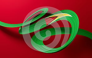 Waving ribbon or banner with flag of Guyana. Template for independence day 3d illustration