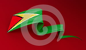 Waving ribbon or banner with flag of Guyana. Template for independence day 3d illustration