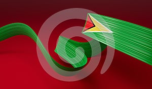 Waving ribbon or banner with flag of Guyana. Template for independence day 3d illustration