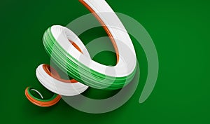 Waving ribbon or banner with flag of Ireland. Template for independence day 3d illustration