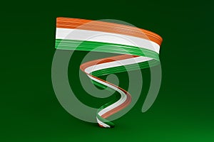 Waving ribbon or banner with flag of Ireland. Template for independence day 3d illustration