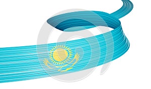 Waving ribbon or banner with flag of Kazakhstan. independence day 3d illustration