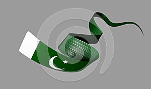 Waving ribbon or banner with flag of Pakistan. Template independence day 3d illustration