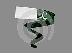 Waving ribbon or banner with flag of Pakistan. Template independence day 3d illustration