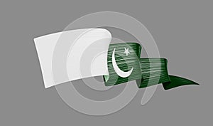 Waving ribbon or banner with flag of Pakistan. Template independence day 3d illustration