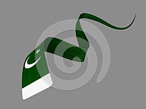 Waving ribbon or banner with flag of Pakistan. Template independence day 3d illustration