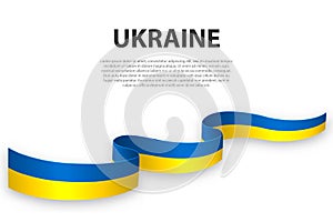 Waving ribbon or banner with flag of Ukraine