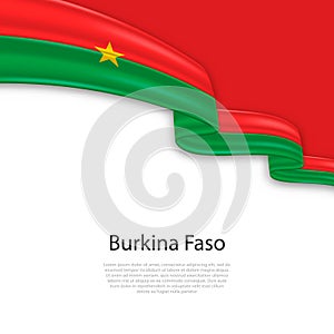 Waving ribbon with flag of Burkina Faso