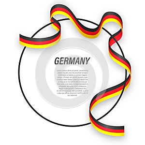 Waving ribbon flag of Germany on circle frame. Template for inde