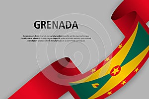 Waving ribbon with Flag of Grenada,