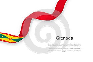 Waving ribbon with flag of Grenada