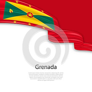 Waving ribbon with flag of Grenada