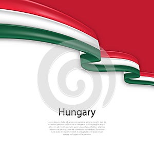 Waving ribbon with flag of Hungary