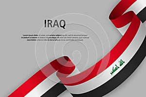 Waving ribbon with Flag of Iraq,