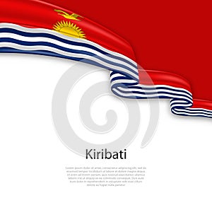 Waving ribbon with flag of Kiribati