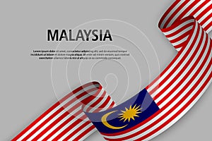 Waving ribbon with Flag of Malaysia,