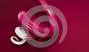 Waving ribbon flag of Qatar. Template for independence day 3d illustration