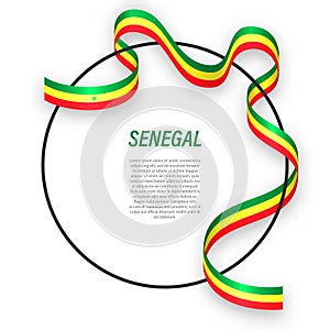 Waving ribbon flag of Senegal on circle frame. Template for inde