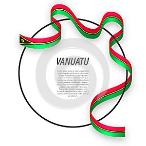 Waving ribbon flag of Vanuatu on circle frame. Template for inde