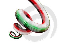 Waving ribbon Spiral with flag of United Arab Emirates. independence day 3d illustration