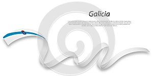 Waving ribbon or stripe with flag of Galicia photo