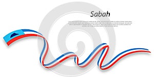 Waving ribbon or stripe with flag of Sabah