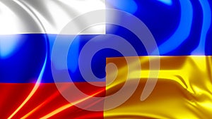 Waving Russian-Ukrainian flag close-up