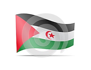 Waving Saharan Arab Democratic Republic flag in the wind. Flag on white vector illustration